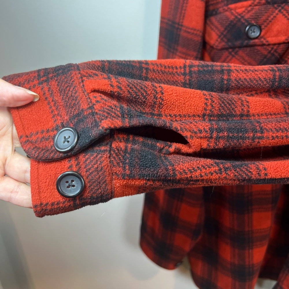 Juneau Men's Plaid Flannel Shacket Shirt Black Red Heavy Fleece Pockets Cozy XXL - Picture 5 of 12